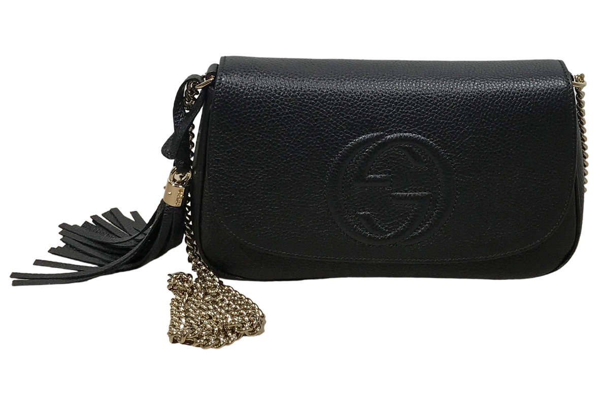 AUTHENTIC Gucci Soho Black Flap Crossbody Medium NEW