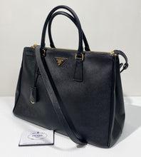 Load image into Gallery viewer, AUTHENTIC Prada Galleria Double Zip Tote Black Saffiano PREOWNED (WBA507)