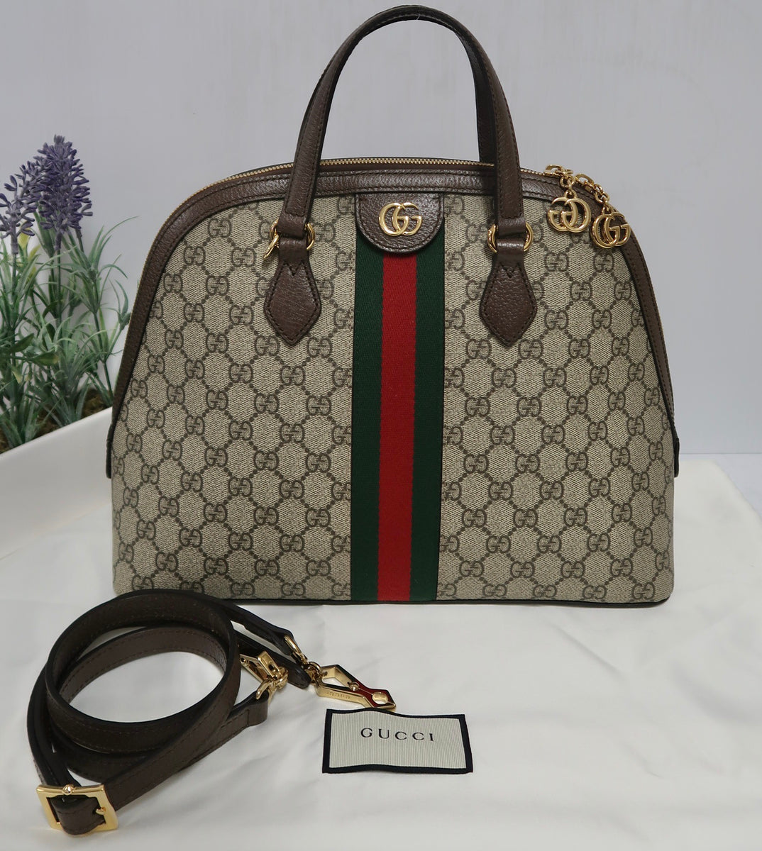 AUTHENTIC Gucci GG Supreme Ophidia Top Handle Bag PREOWNED (WBA179