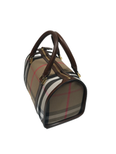 Load image into Gallery viewer, AUTHENTIC BURBERRY House Check Bridle Bowling Dark Tan PREOWNED (WBA459)