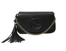 Load image into Gallery viewer, AUTHENTIC Gucci Soho Black Flap Crossbody Medium PREOWNED (WBA1018)