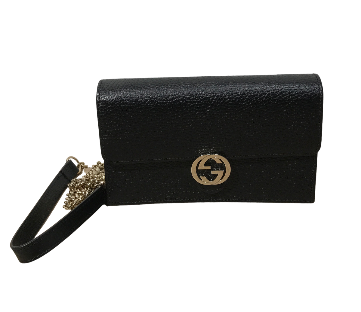 GUCCI Dollar Calfskin Medium Betty Chain Wallet Black 1238612