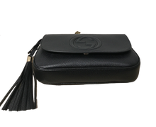 Load image into Gallery viewer, AUTHENTIC Gucci Soho Black Flap Crossbody Medium PREOWNED (WBA1018)