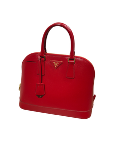 AUTHENTIC Prada Red Saffiano Vernice Promenade PREOWNED (WBA1117)