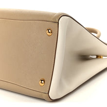Load image into Gallery viewer, AUTHENTIC Prada Saﬃano Lux Bi-Color Tote Bag Visone Talco PREOWNED (WBA1533)