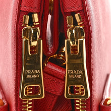 Load image into Gallery viewer, AUTHENTIC Prada Medium Galleria Double Zip Tote Fuoco Saffiano Lux PREOWNED (WBA1522)