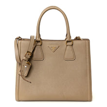 Load image into Gallery viewer, AUTHENTIC Prada Saﬃano Lux Bi-Color Tote Bag Visone Talco PREOWNED (WBA1533)