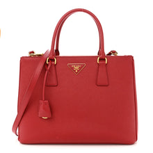 Load image into Gallery viewer, AUTHENTIC Prada Medium Galleria Double Zip Tote Fuoco Saffiano Lux PREOWNED (WBA1522)
