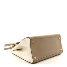 Load image into Gallery viewer, AUTHENTIC Prada Saﬃano Lux Bi-Color Tote Bag Visone Talco PREOWNED (WBA1533)