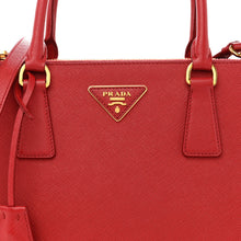 Load image into Gallery viewer, AUTHENTIC Prada Medium Galleria Double Zip Tote Fuoco Saffiano Lux PREOWNED (WBA1522)