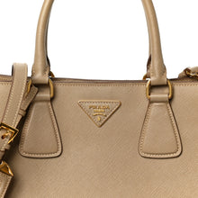 Load image into Gallery viewer, AUTHENTIC Prada Saﬃano Lux Bi-Color Tote Bag Visone Talco PREOWNED (WBA1533)