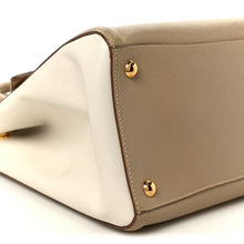 Load image into Gallery viewer, AUTHENTIC Prada Saﬃano Lux Bi-Color Tote Bag Visone Talco PREOWNED (WBA1533)