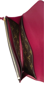 AUTHENTIC Louis Vuitton Emilie Wallet Fuchsia Monogram PREOWNED (WBA751)