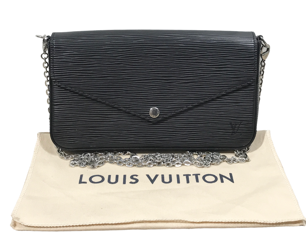 AUTHENTIC Louis Vuitton Felicie Pochette Black Epi PREOWNED (WBA1131)