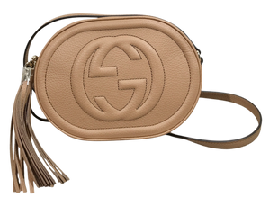 AUTHENTIC Gucci Oval Soho Disco Beige Pebbled Calfskin Crossbody NEW (WBA1325