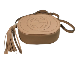 AUTHENTIC Gucci Oval Soho Disco Beige Pebbled Calfskin Crossbody NEW (WBA1325