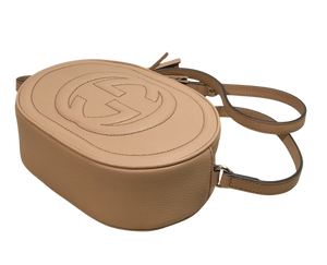 AUTHENTIC Gucci Oval Soho Disco Beige Pebbled Calfskin Crossbody NEW (WBA1325