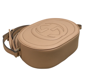 AUTHENTIC Gucci Oval Soho Disco Beige Pebbled Calfskin Crossbody NEW (WBA1325