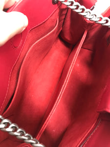 AUTHENTIC Louis Vuitton New Wave Red Calfskin Chain Tote PREOWNED (WBA1349)
