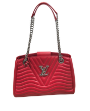 Load image into Gallery viewer, AUTHENTIC Louis Vuitton New Wave Red Calfskin Chain Tote PREOWNED (WBA1349)