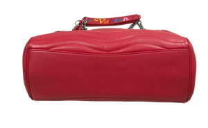 AUTHENTIC Louis Vuitton New Wave Red Calfskin Chain Tote PREOWNED (WBA1349)