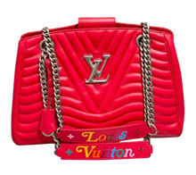 Load image into Gallery viewer, AUTHENTIC Louis Vuitton New Wave Red Calfskin Chain Tote PREOWNED (WBA1349)