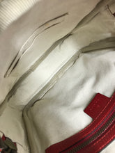 Load image into Gallery viewer, AUTHENTIC Gucci Red Pebbled Leather Retro Print Messenger Bag PREOWNED (WBA1427)