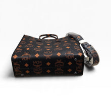 Load image into Gallery viewer, AUTHENTIC MCM Visetos Maxi Large Munchen Tote Black Cognac NEW (WBA1322)