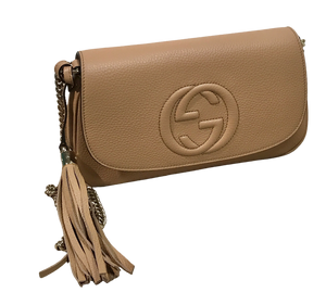 AUTHENTIC Gucci Soho Beige Flap Crossbody Medium NEW (WBA1218)