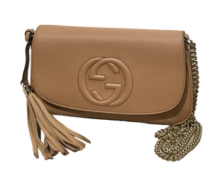 AUTHENTIC Gucci Soho Beige Flap Crossbody Medium NEW (WBA1218)