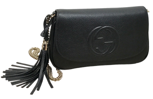 AUTHENTIC Gucci Soho Black Flap Crossbody Medium NEW (WBA1219)