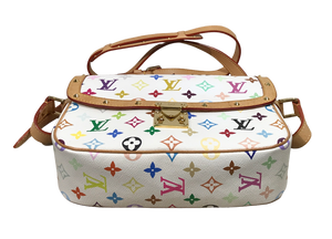 AUTHENTIC Louis Vuitton Sologne White Multicolor Crossbody PREOWNED (WBA1176)