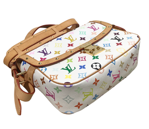 AUTHENTIC Louis Vuitton Sologne White Multicolor Crossbody PREOWNED (WBA1176)