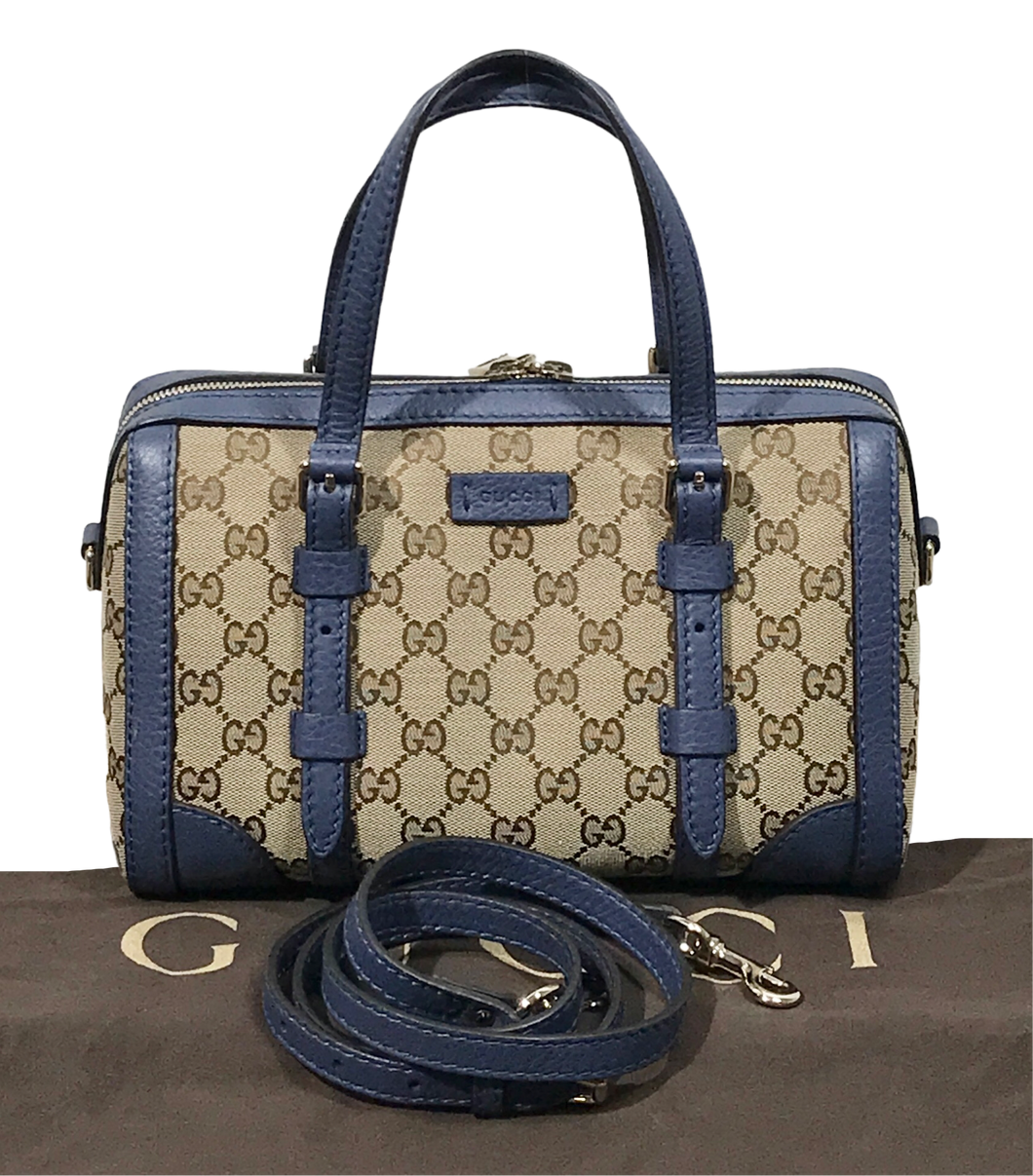 AUTHENTIC Gucci Blue Small Belted Boston PREOWNED (WBA1221)