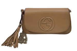 AUTHENTIC Gucci Soho Beige Flap Crossbody Medium NEW (WBA1218)