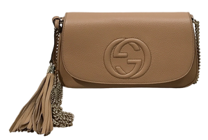 AUTHENTIC Gucci Soho Beige Flap Crossbody Medium NEW (WBA1218)