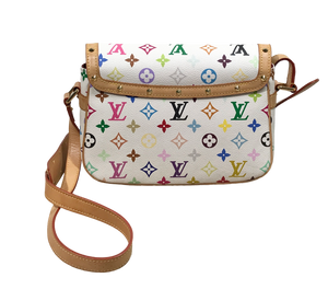 AUTHENTIC Louis Vuitton Sologne White Multicolor Crossbody PREOWNED (WBA1176)