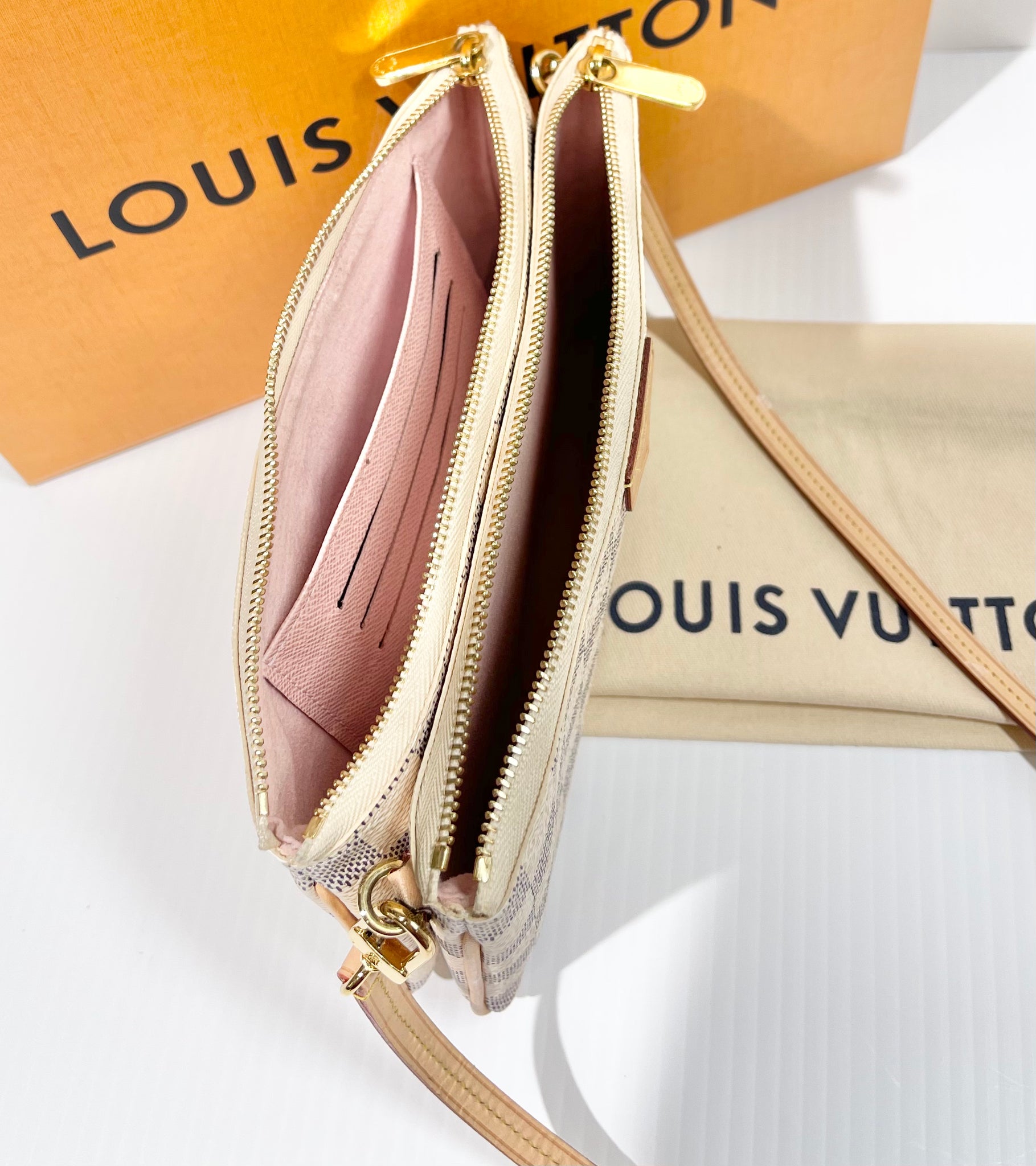 Louis Vuitton Damier Azur Double Zip Pochette