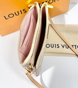 Louis Vuitton Womens Double Zip Pochette Damier Azur Canvas – Luxe  Collective