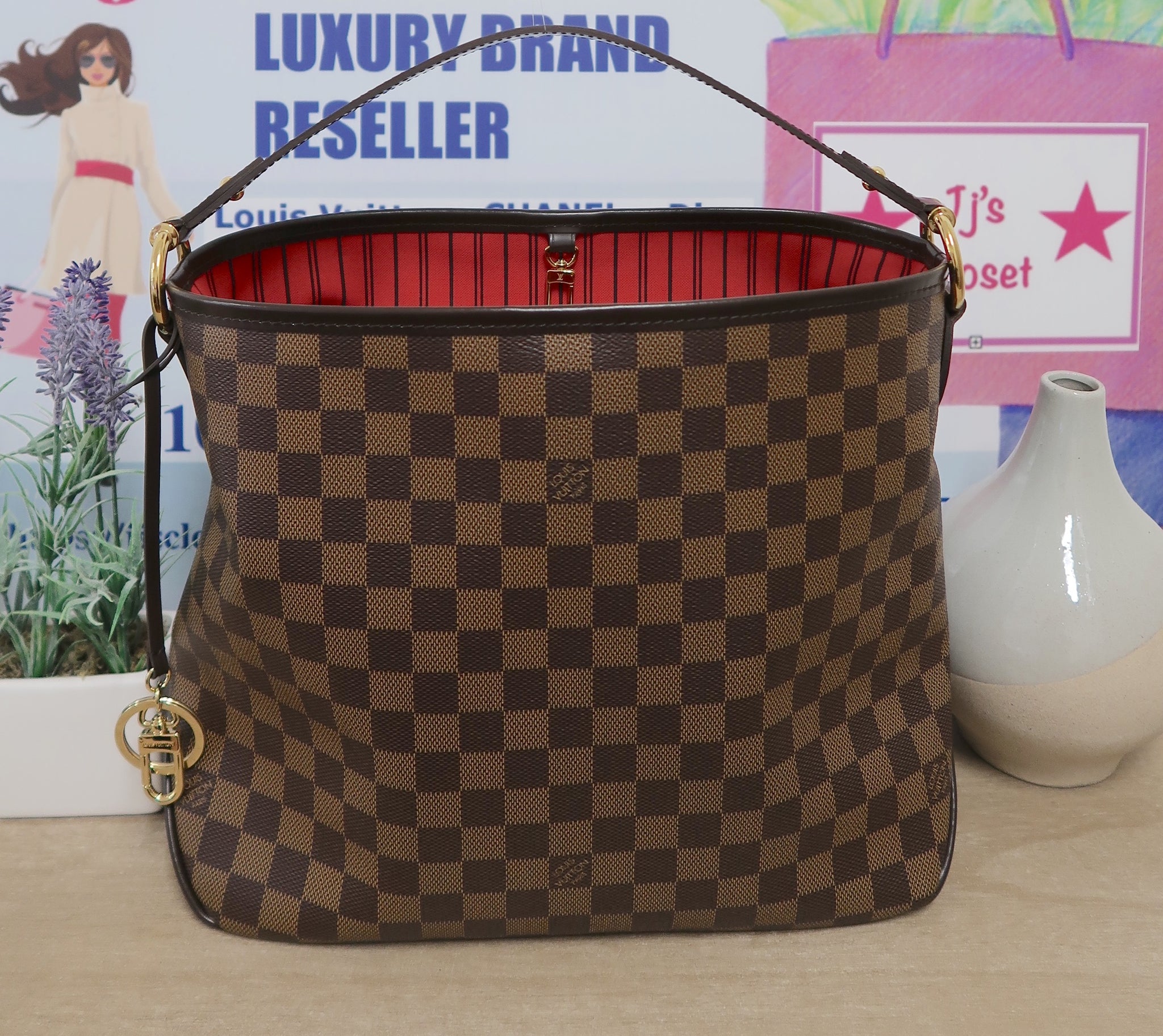 Louis Vuitton - Authenticated Delightful Handbag - Leather Brown for Women, Very Good Condition