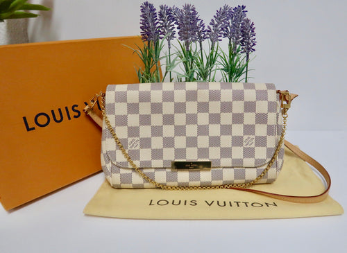 AUTHENTIC Louis Vuitton Favorite MM Damier Azur PREOWNED (WBA141)