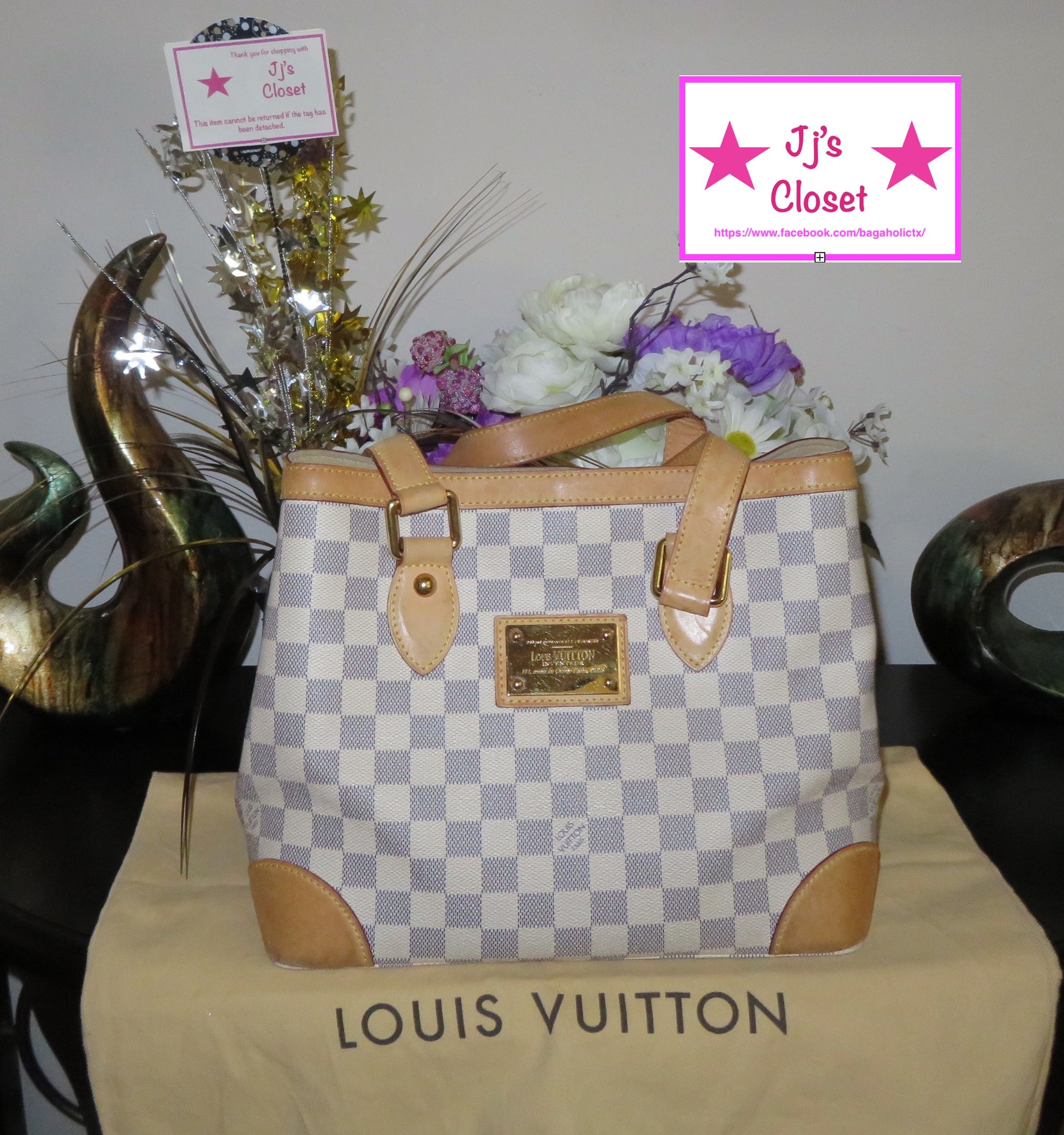 Louis Vuitton 2013 Pre-owned Damier Azur Hampstead PM Tote - White