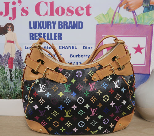 AUTHENTIC Louis Vuitton Greta Black Multicolore PREOWNED (WBA106)