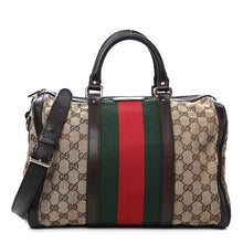 Load image into Gallery viewer, AUTHENTIC Gucci Boston Dark Brown Vintage Web PREOWNED (WBA601)