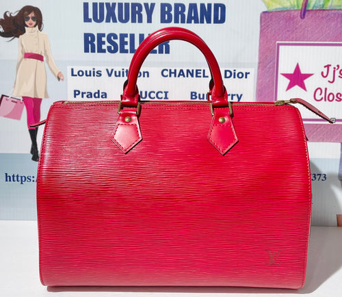 AUTHENTIC Louis Vuitton Speedy 30 Epi Rouge PREOWNED (WBA354)