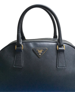 Saffiano Bowler Bag with Strap Black (Nero)
