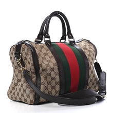 Load image into Gallery viewer, AUTHENTIC Gucci Boston Dark Brown Vintage Web PREOWNED (WBA601)