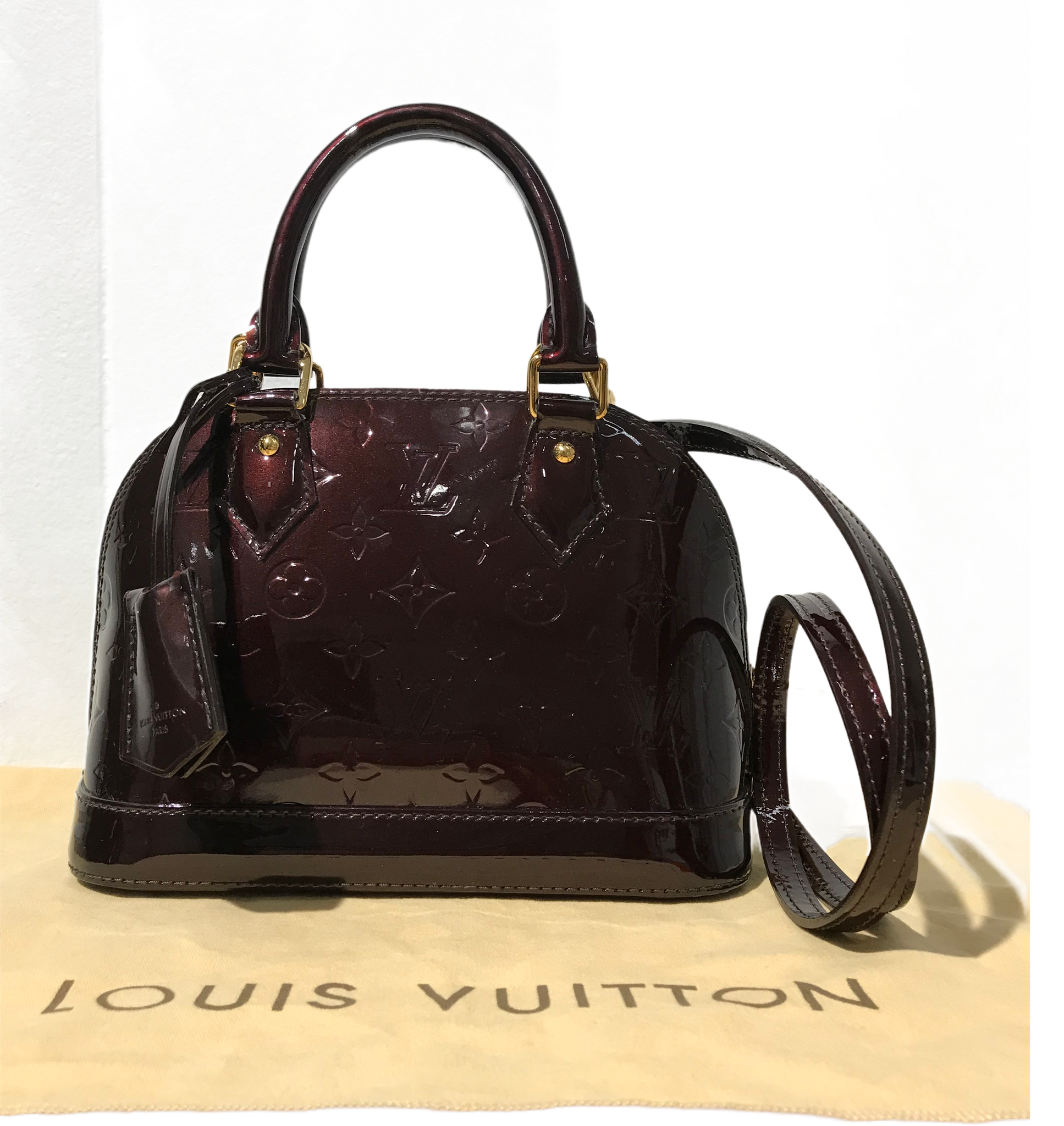 Alma BB Bag - Luxury Monogram Vernis Leather Purple