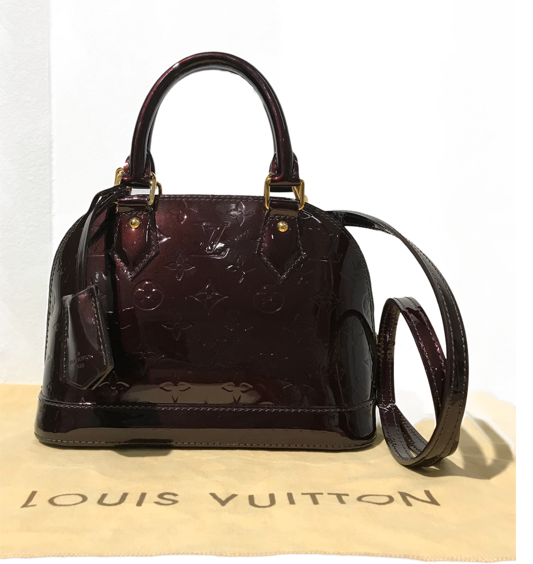 Brown Louis Vuitton Vernis Alma BB Satchel