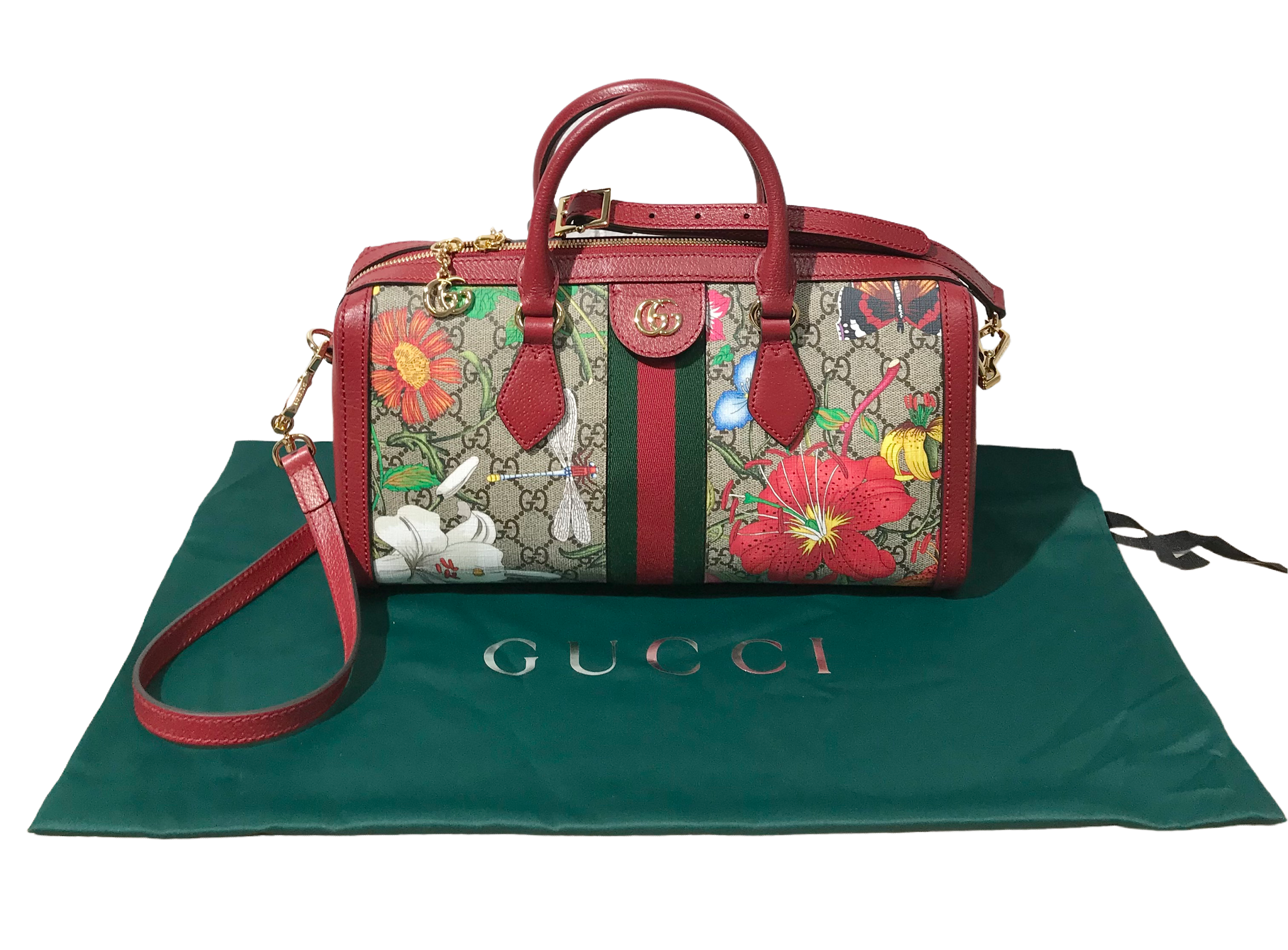 AUTHENTIC Gucci GG Supreme Monogram Flora Web Medium Ophidia Boston Re –  Jj's Closet, LLC